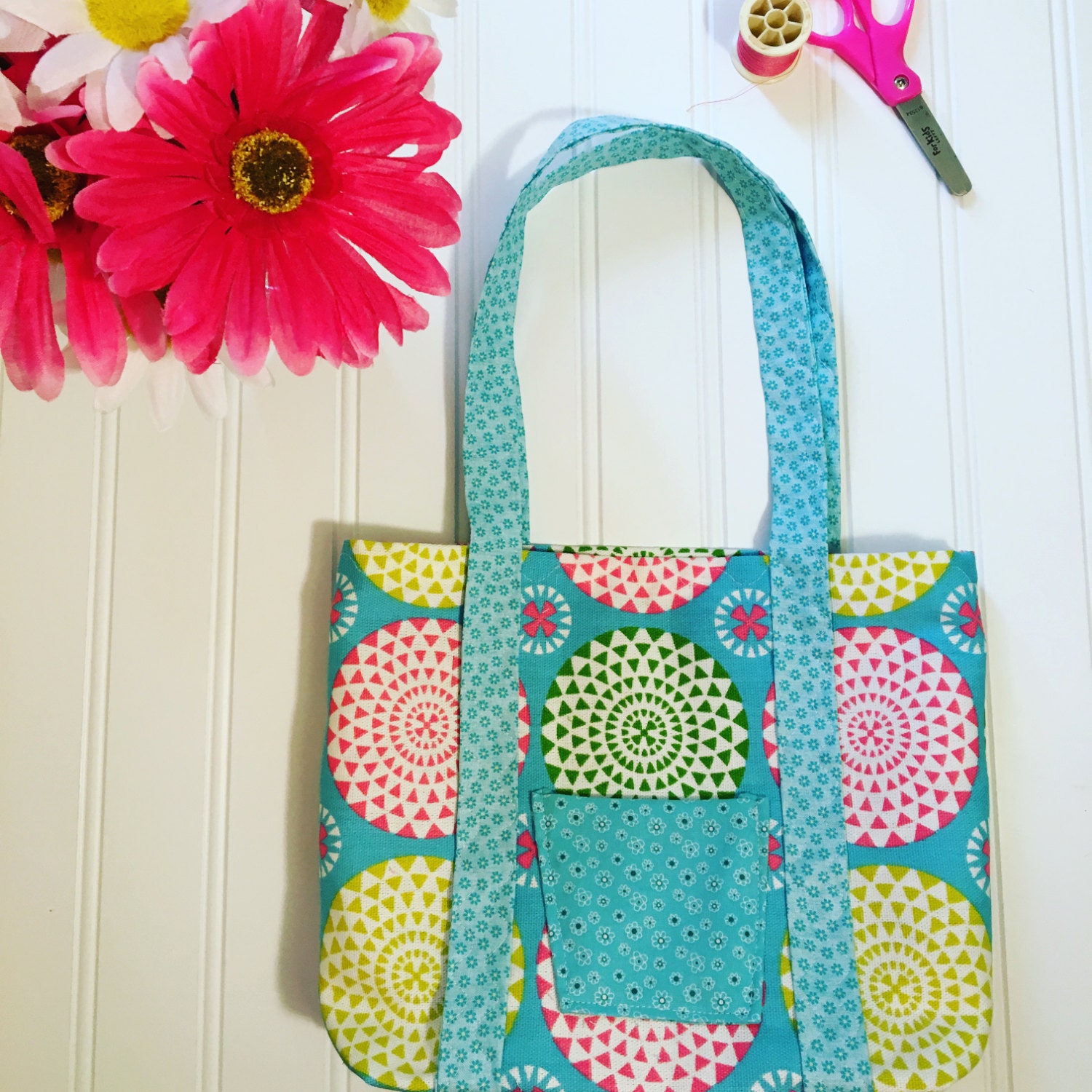 Girls baby doll diaper bag blue pink green by LillyBugBoutique15