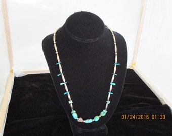 Items similar to Vintage Sterling Silver & Turquoise Necklace - Jewelry