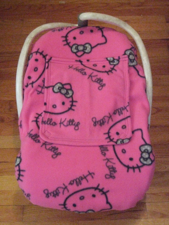 Pink HELLO KITTY Fleece LINED Infant Car Seat Carrier Cover