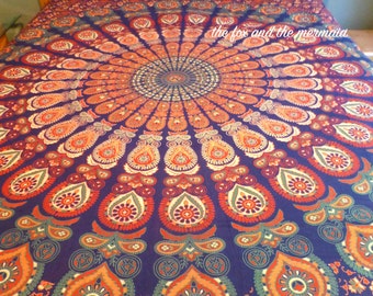 mandala tapestry duvet cover and pillowcases, Indian tapestry doona cover, Boho comforter cover, mandala tapestry boho bedding