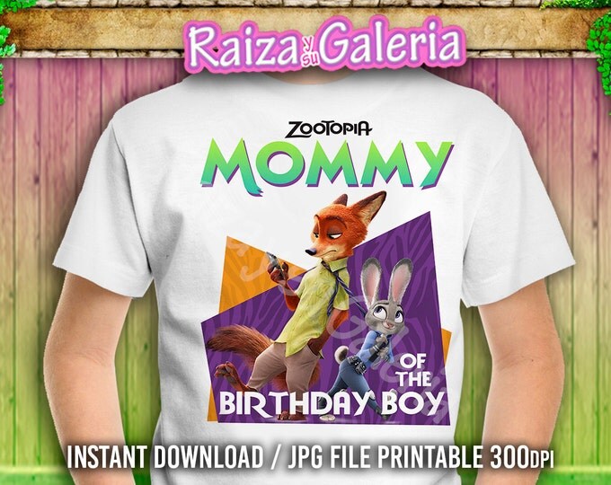 SALE// T-shirt Disney Zootopia MOMMY of the Birthday Boy or Girl - Iron On t-shirt transfers!