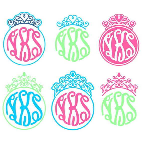 Download Tiara Crown Princess Monogram Cuttable Design SVG DXF EPS