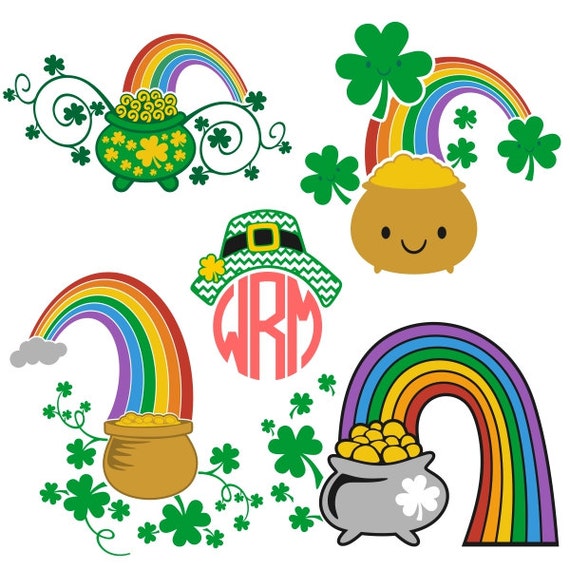 Download Pot of gold Rainbow Cuttable Designs SVG DXF EPS use with