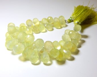 Prehnite Faceted Teardrop Beads 100% Natural Gemstone Size 10.3x7.6 mm Approx Code - 0208