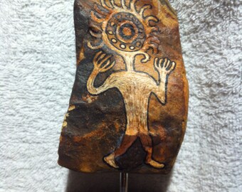 Shaman petroglyph rustic sheet metal art made-to-order