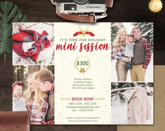 Holiday Mini Session Template, Christmas Mini Session Template, Mini Session Marketing Template for Photographer - INSTANT DOWNLOAD - MS017
