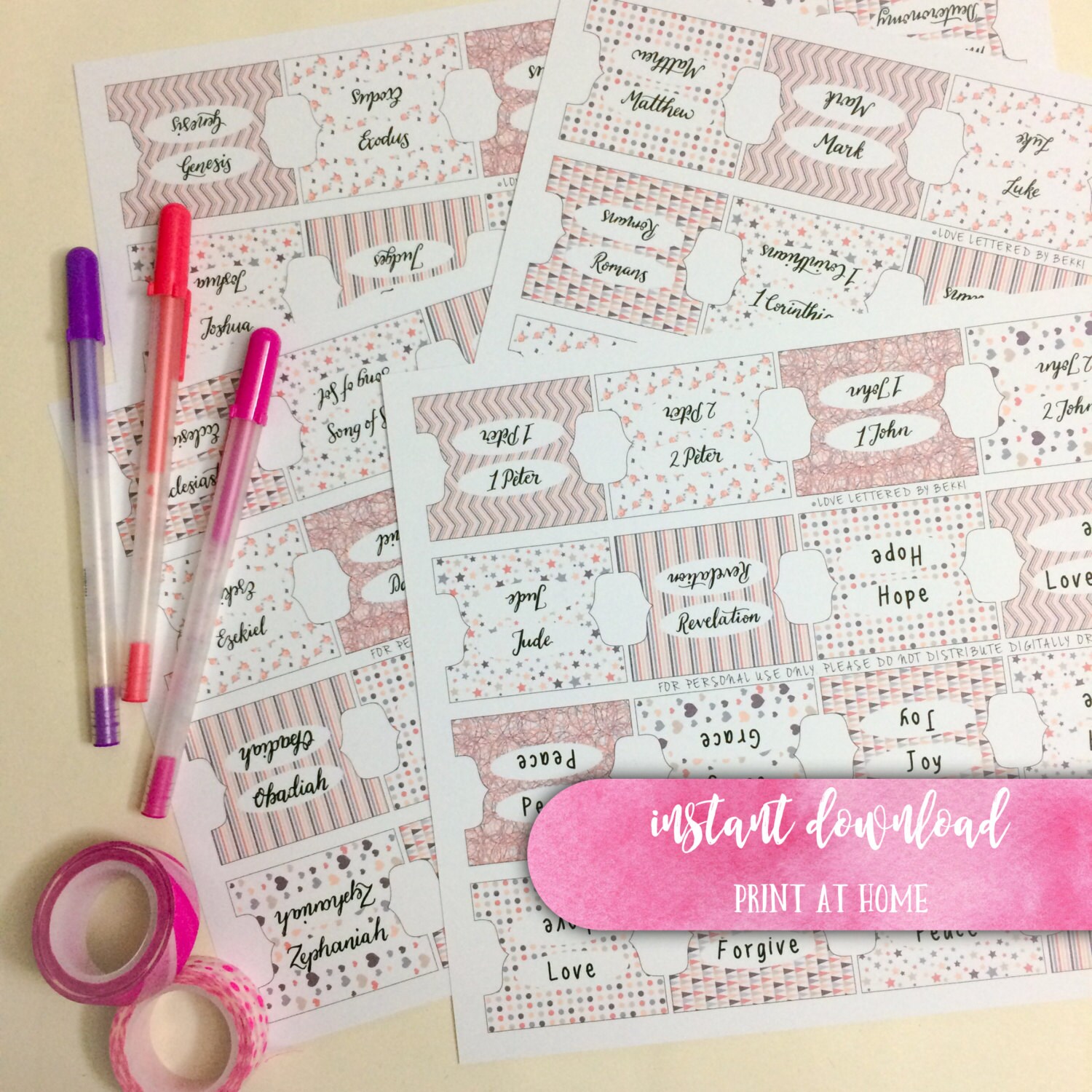 Printable Bible Tabs Journaling Bible Tabs Hand Lettered