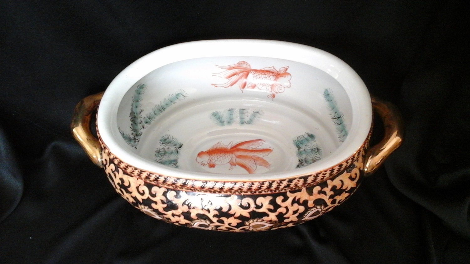  Koi Pot  19 Inch Ceramic Oval Pot  made in China