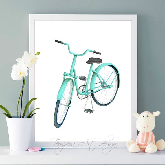 Bicycle Art Bicycle Wall Art Bicycle Print by TemperaArtDesign