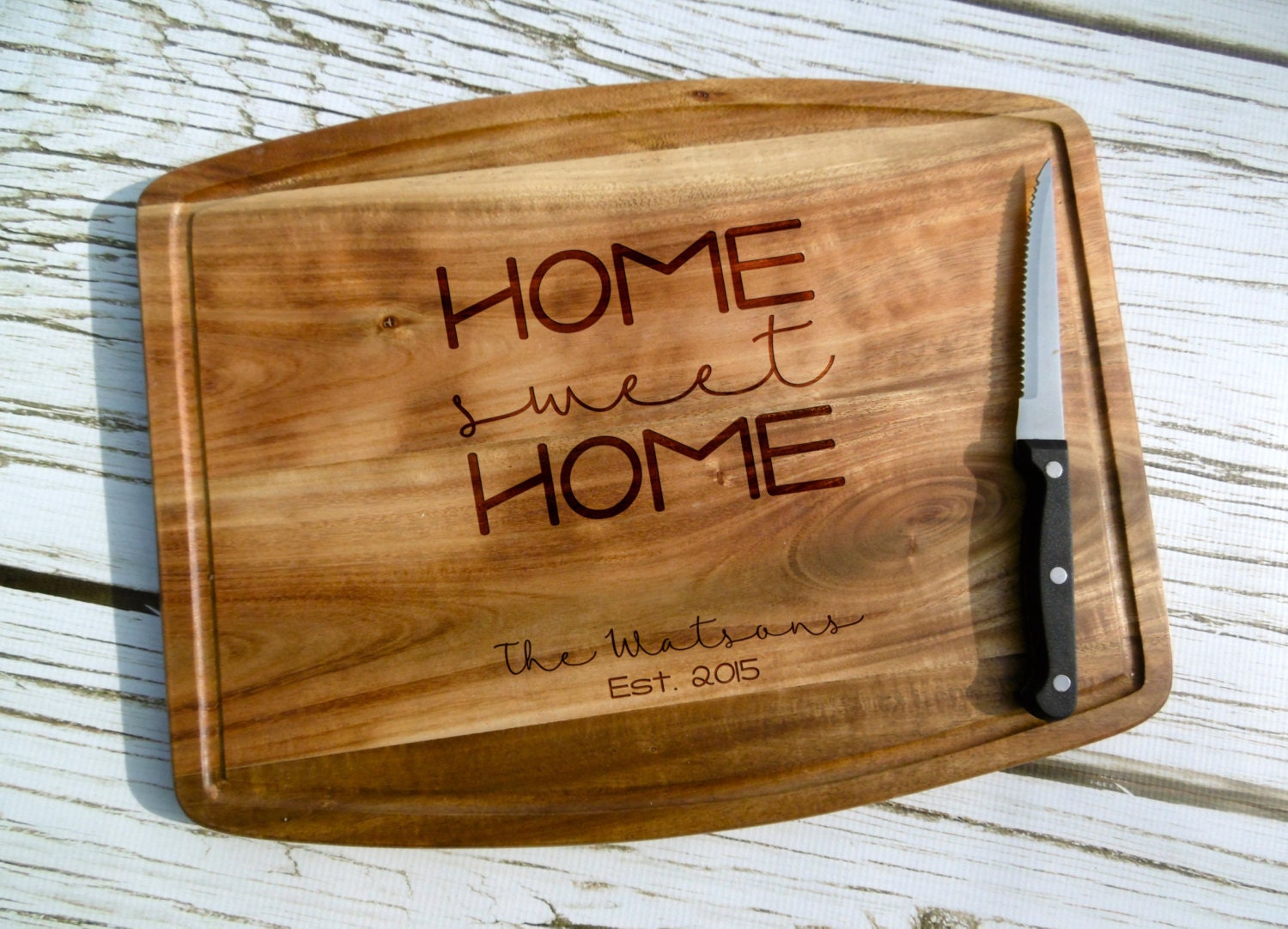 Home Sweet Home Cutting Board with Last Name & EST date