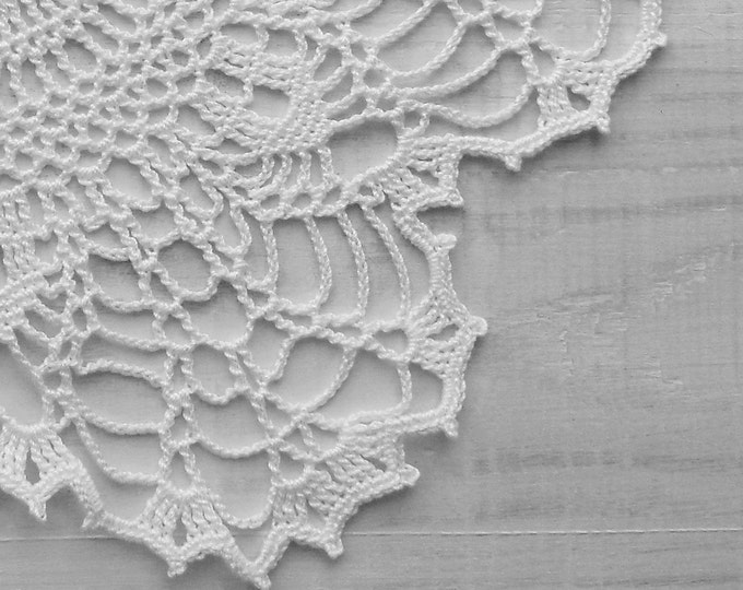 11 inch Doily, White Crochet Lace Doily, White Table Decoration, White Lace Tablecloth, Crochet Cotton Doily, Lace Gift for Her, Rustic Deco