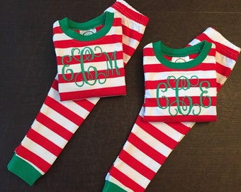 Christmas Pajamas/ Personalized Pajamas/ Christmas PJs/ Christmas Jammies/ Monogrammed Pajamas/ Sewthern/ Sewthern Creations