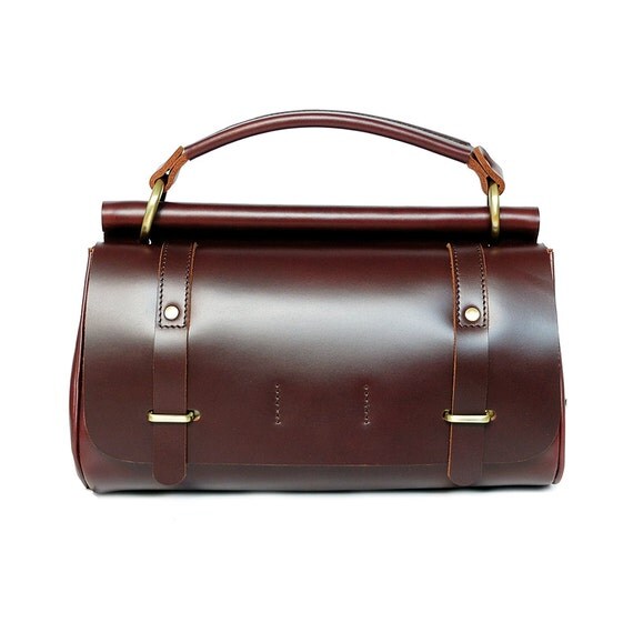 Leather Handbag & Shoulder Bag ZEN Signature Redwine by Vanchada