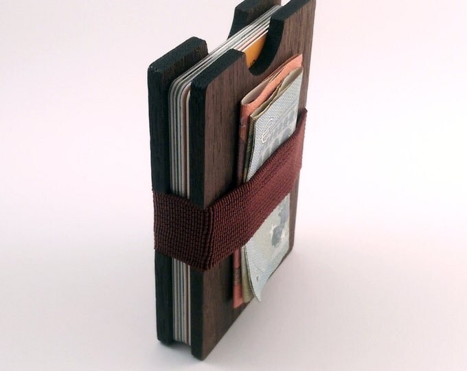BLACK FRIDAY CODE: Off30- Walnut Handmade Wood Wallet - Slim wooden wallet - credit card wallet - GenteelWood wallet - Minimalistic wallet