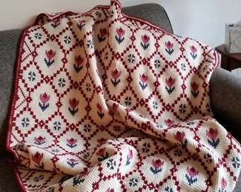 Country Tulips Cross-Stitch Afghan