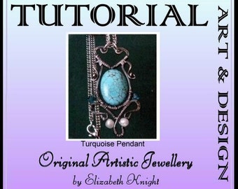 Turquoise Pendant Wire Wrapping Step-by Step-Tutorial Instant Download