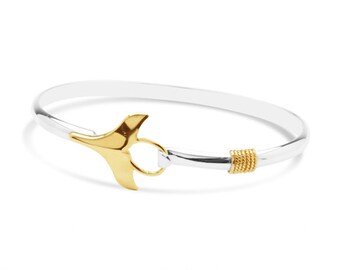 Cape Cod Whale Tale Bracelet 925 sterling silver -Rhodium Gold