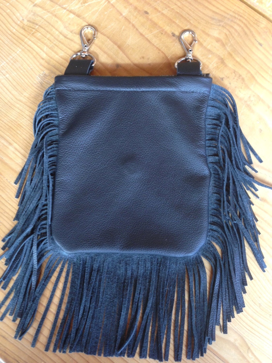 Belt loop purse black leather fanny pack clip by TheSilverBuffalo