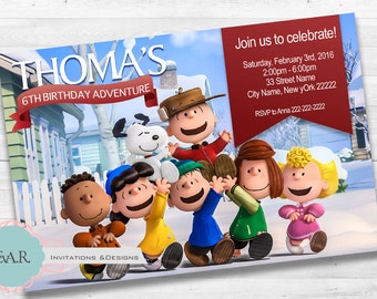 The Peanuts Movie Birthday Invitation/ Snoopy Birthday Invitation/ Snoopy Themed Party/ Invitacion