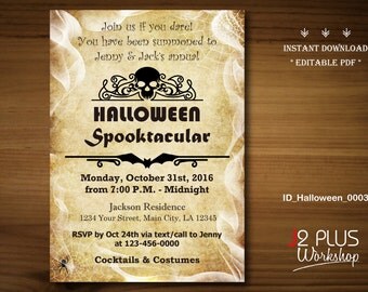 INSTANT DOWNLOAD Halloween Party Invitations, Halloween Invite, Halloween Invitation Instant Download, Invites Printable, DIY Editable pdf