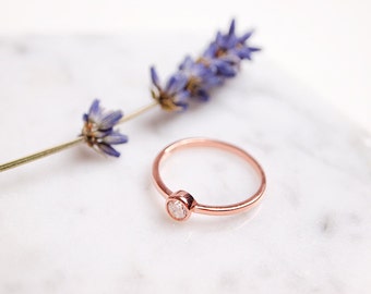 Sterling Silver Ring,925 Sterling Silver Stacking Ring,Rose Gold Ring,Stacking Ring,Simple Ring,Layered Ring,4mm CZ Ring,Anniversary Gift