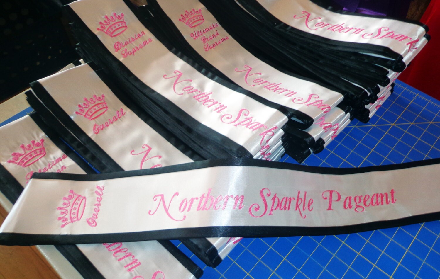Embroidered Beauty Pageant Sash by JayzSashes on Etsy