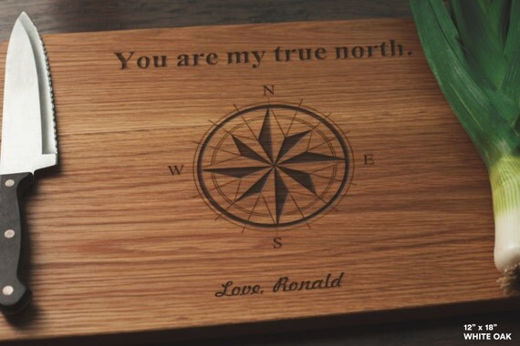 You Are My True North Personalized Hardwood Cutting Board