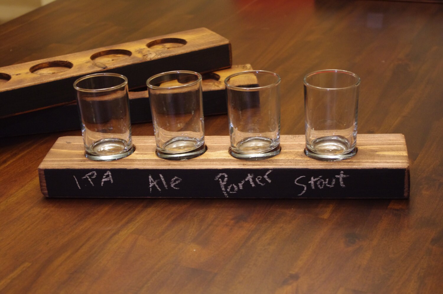 Rustic beer flight tasting tray
