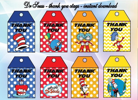 Dr Seuss thank you tags Dr Seuss party Dr Seuss birthday