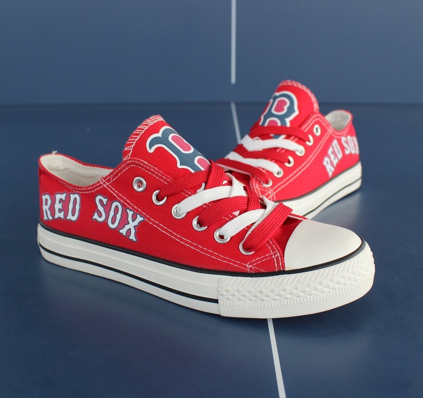 Red Boston Red Sox sneakers shoes red sox tennis shoes by Uteehavy