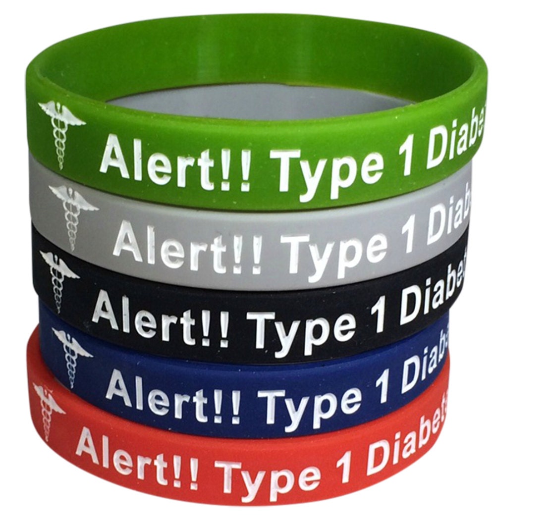 Diabetes Medical Alert Bracelet Type 1 Silicone ID Band