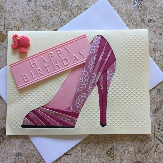 Handmade High heel shoe Birthday card