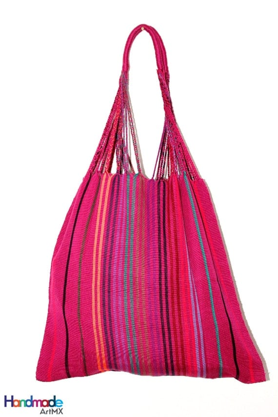 Colorful Embroidered Tote Bag/ Mexican Handwoven by HandmadeArtMX