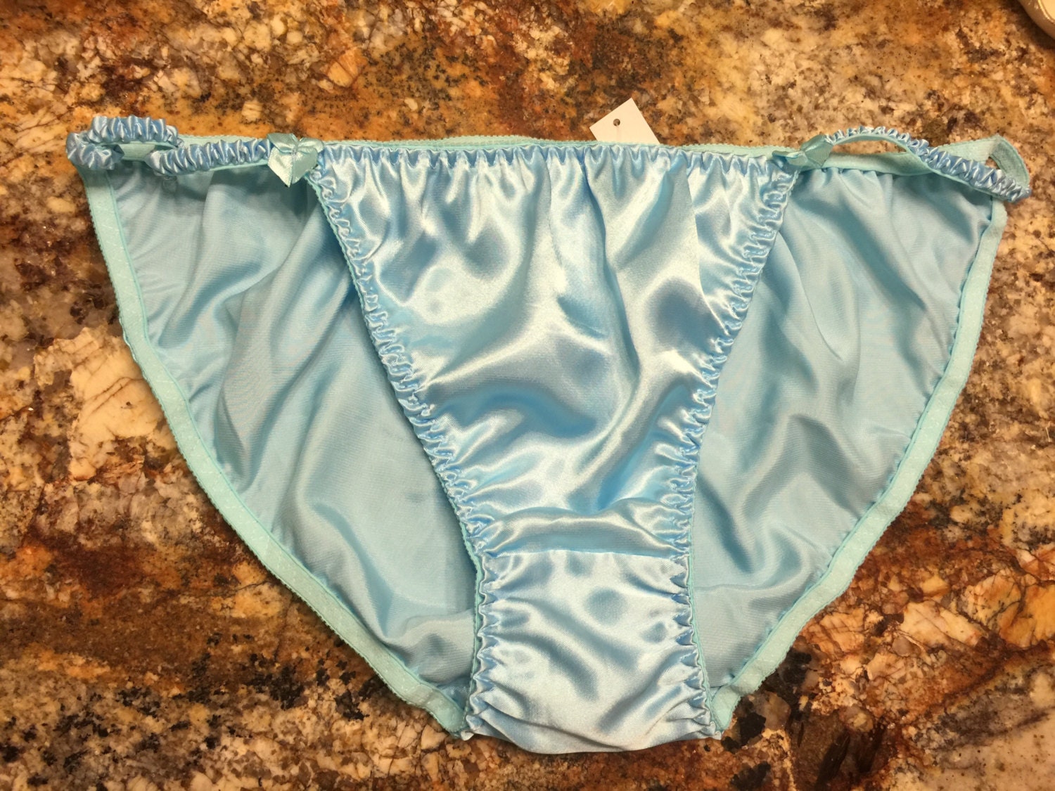Baby Blue Satin String Bikini Panties 5XL
