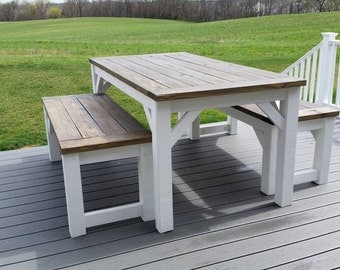 Outdoor Farmhouse Table and Benches