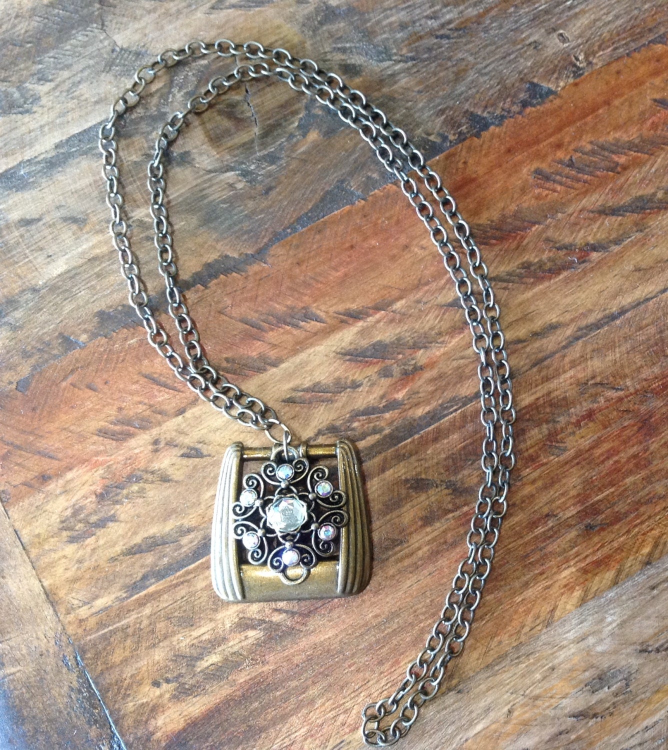 Brass buckle necklace by CrowsFeetStudio on Etsy Belt buckle jewelry