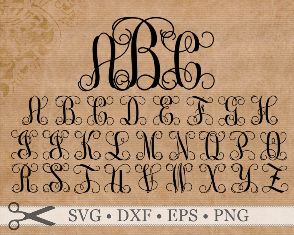 Vine Monogram Svg File - Layered SVG Cut File - Download Free Fonts ...