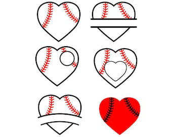Baseball heart svg Cutting Template - baseball digital files SVG EPS Silhouette DIY Cricut Vector Instant Download