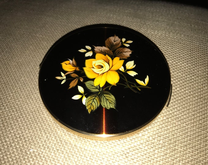 Stratton Vintage Brown Floral Compact