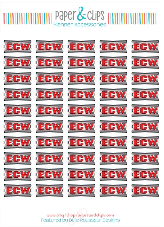 50 Vintage ECW Logo Stickers Wrestling TV by paperandclips