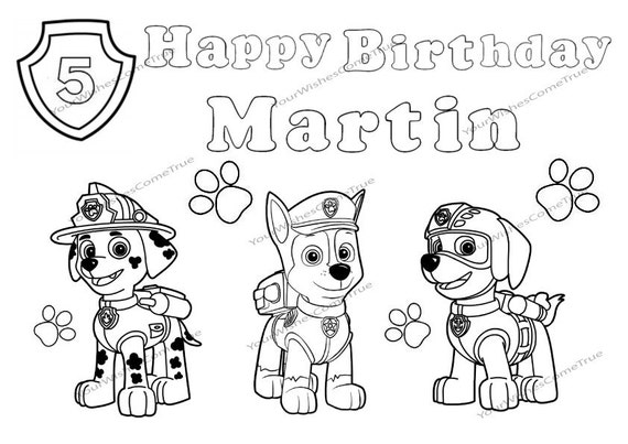 PAW Patrol Birthday Party.Personalized coloring page PDF