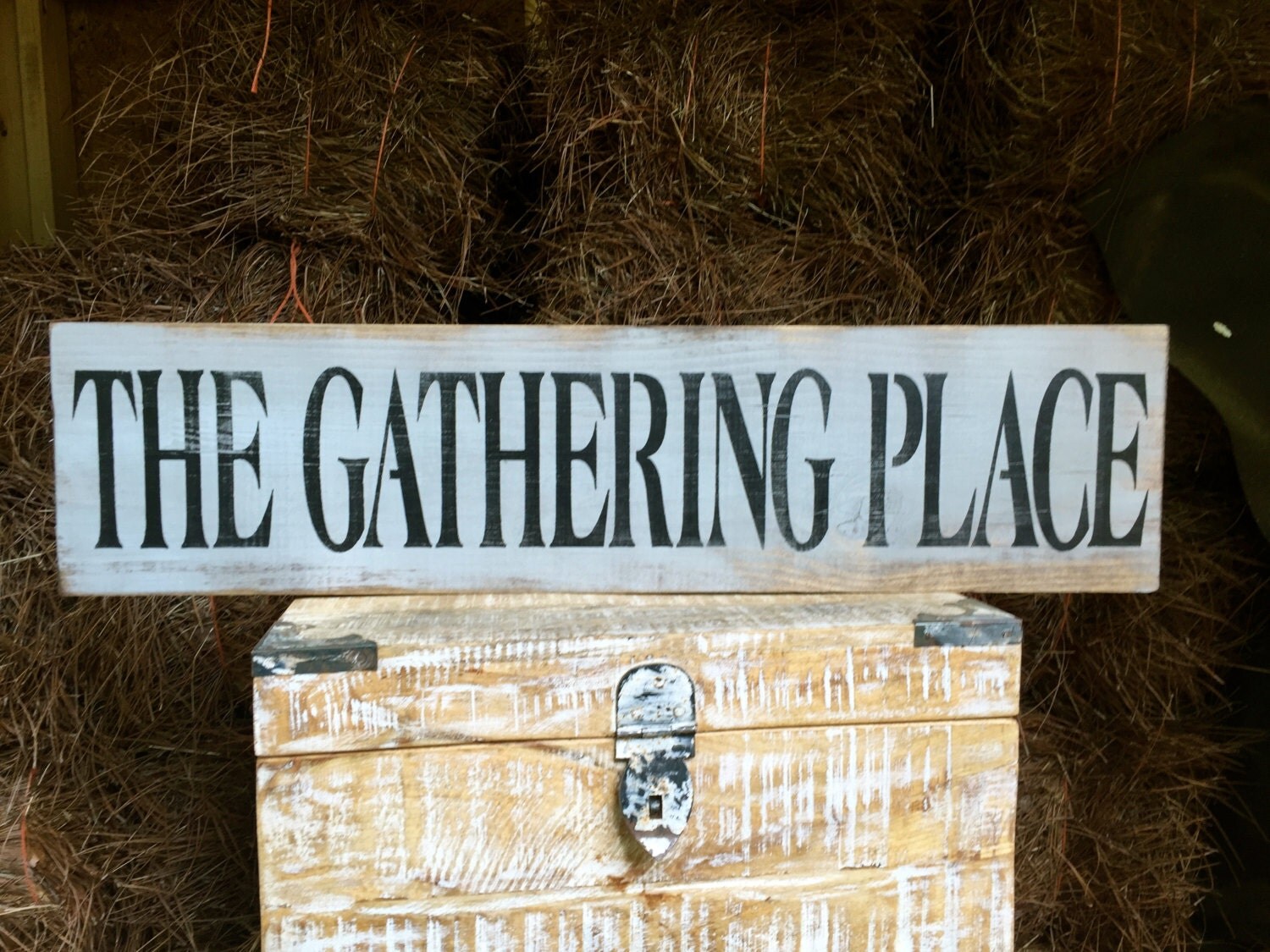 Rustic Wood Sign The Gathering Place Weathered
