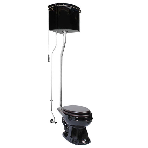 High Tank Pull Chain Corner Toilet Black by TheRenovatorsSupply