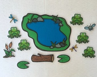 Items similar to 5 Green Speckled Frogs Flannel Board Felt Story Set ...