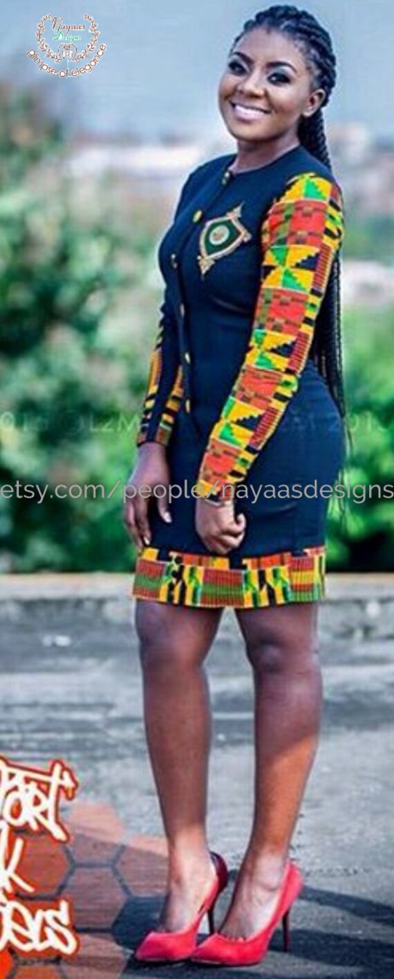 Items similar to Kente and Black African Fashion Dress 
