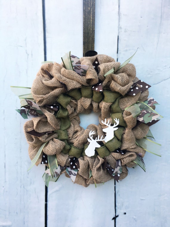 Hunting Wreath Camo Wreath Deer Wreath Burlap by MeshdByMegan