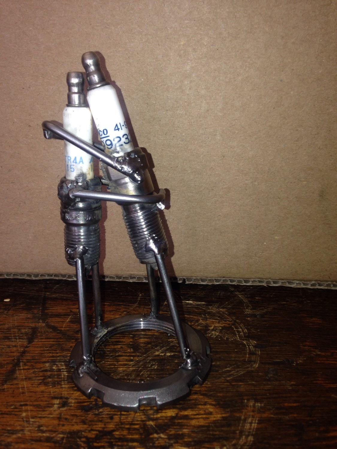Metal art two spark plugs in love by TcweldedCarParts on Etsy