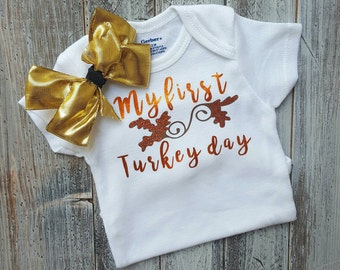 Thanksgiving onesie First thanksgiving Baby girl clothes