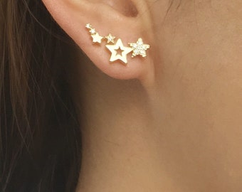 Star ear crawlers | ear climber earrings | ear climbers | ear crawler earrings | ear pins | star earrings | ear sweeps