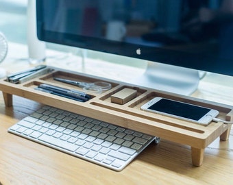 Wooden Keyboard Rack Desktop Accessories Storage Desk Organizer Holder Shelf
